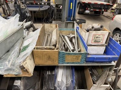 (1) metal rack, 36" wide x 18" deep x 60" tall, with contents of assorted ejector pins.