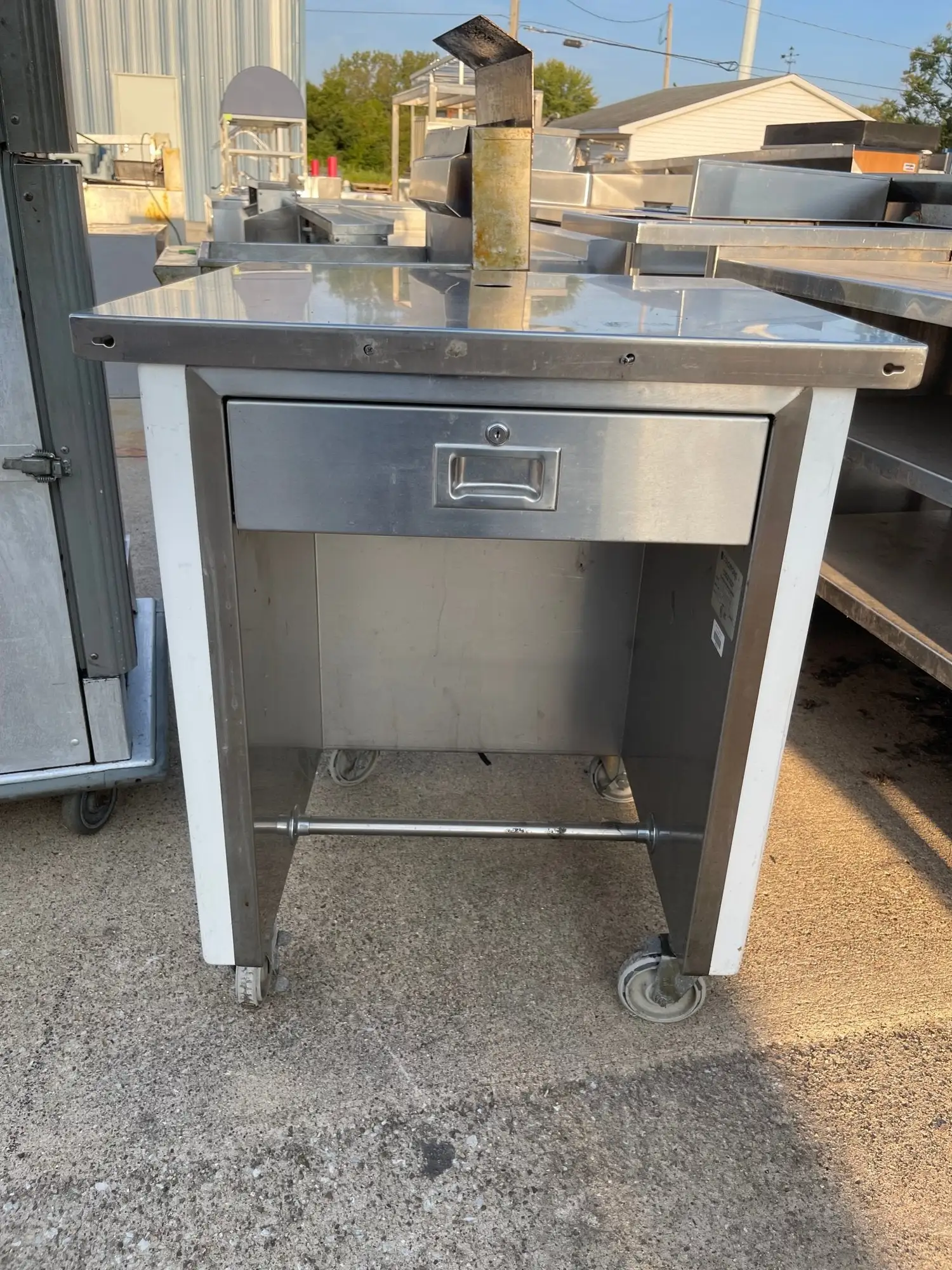 Used ColorPoint Used 30" Colorpoint Stainless Steel Work Top Table with Caster Wheels and Drawer- SS266 Food Prep Tables Illinois US | Falcon Restaurant Supply #1375888