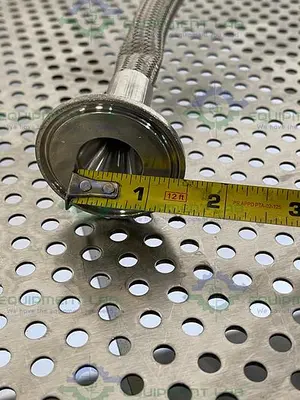 USED 240" STAINLESS STEEL BRAIDED HOSE W/ 1" TO 1/2" SANITARY FITTING