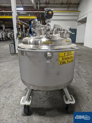 USED Precision 150 Liter Precision Stainless Jacketed Receiver Tank, 316L S/S, 45/100