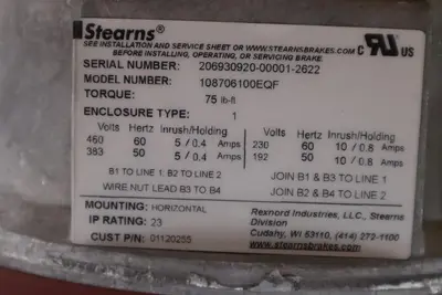 Stearns 108706100EQF SVR-Brake Assembly-STD NEW UNIT STOCK 5193CC