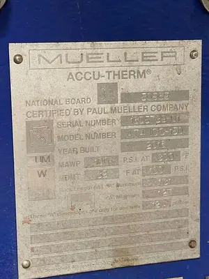 USED MUELLER HOT WATER MAKE-UP SYSTEM