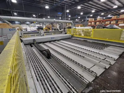 Used Holzma Model HPP11/38 Downstream Saw, Cutting lengths 1300 mm (as crosscut saw) up to 5600 mm