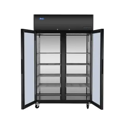 New | in-Stock Atosa New Atosa PLUS-F2B-GD-S-PT Two Section Pass-Thru Freezer - Glass Front & Rear Doors, Black Exterior Freezers Illinois US | Falcon Restaurant Supply #1373603
