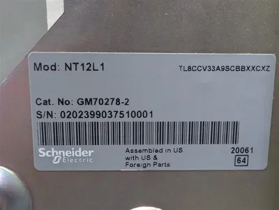 1200A Square D NT12L1 MasterPact Circuit Breaker GM70278-2 TL8CCV33A9SCBBXXCXZ New NIB