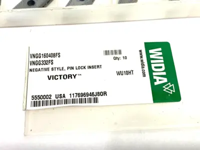 5550002 | Widia  Victory™ Turning Insert Finishing Sharp VNGG160408FS PKG OF 10 - New Other