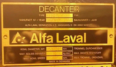 Alfa-Laval ALDEC 406 decanter centrifuge, 316SS.