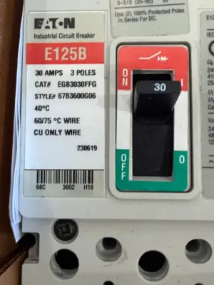 NEW EATON EGB3030FFG CIRCUIT BREAKER 480VAC 30 AMP 3 POLE SER.G