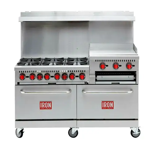 Iron Range Commercial Range, Natural Gas, 60"W, (6) 30,000 Btu Open Burners, 24" Raised Gri