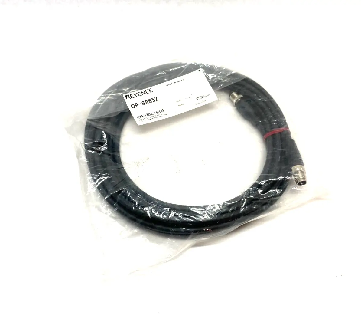 NEW KEYENCE ETHERNET CONNECTION CORDSET M12 TO M12 5M LENGTH