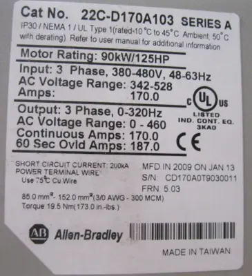 NEW Allen-Bradley 22C-D170A103