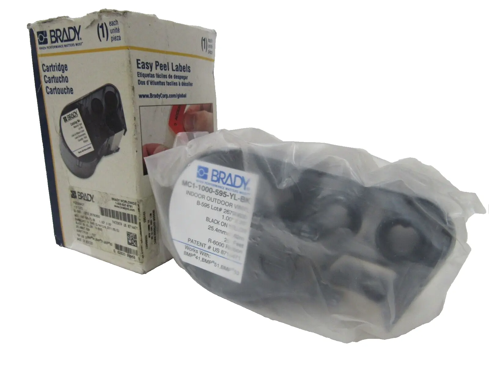 NEW BRADY MC1-1000-595-YL-BK INDOOR OUTDOOR VINYL CARTRIDGE MC11000595YLBK