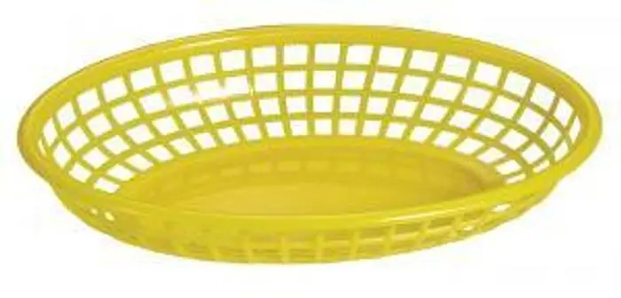 Plastic 9 1/4" x 5 3/4" oval fast food Serving basket - Yellow - 12 PER CASE