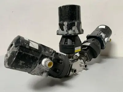 USED 3 ITT PURE-FLO SHEROTEC STAINLESS STEEL VALVES W/ POSITION MONITOR 3/4" SANITARY