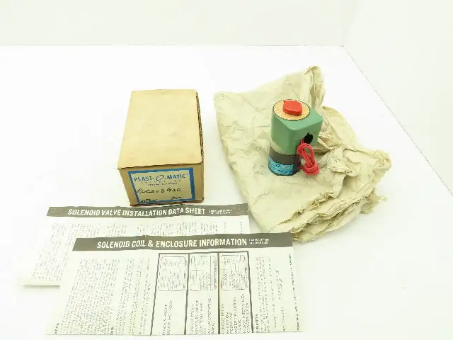 Plast-o-matic EUC2V8G20 PVC Automatic Control Valve Pneumatic 1/8" 120V Coil