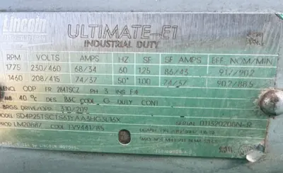 Sullivan Palatek 25 HP Rotary Screw Air Compressor 120 Gallon Tank 25D4