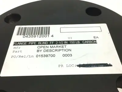 2-1/2" Diameter Blind Pipe Flange FF A105 Carbon Steel 150 LB - New Other