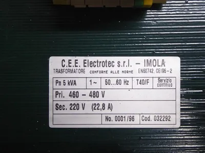 5.0 kVA C.E.E electrotec - Imola 032292 Transformer 1Ph 50/60Hz Used