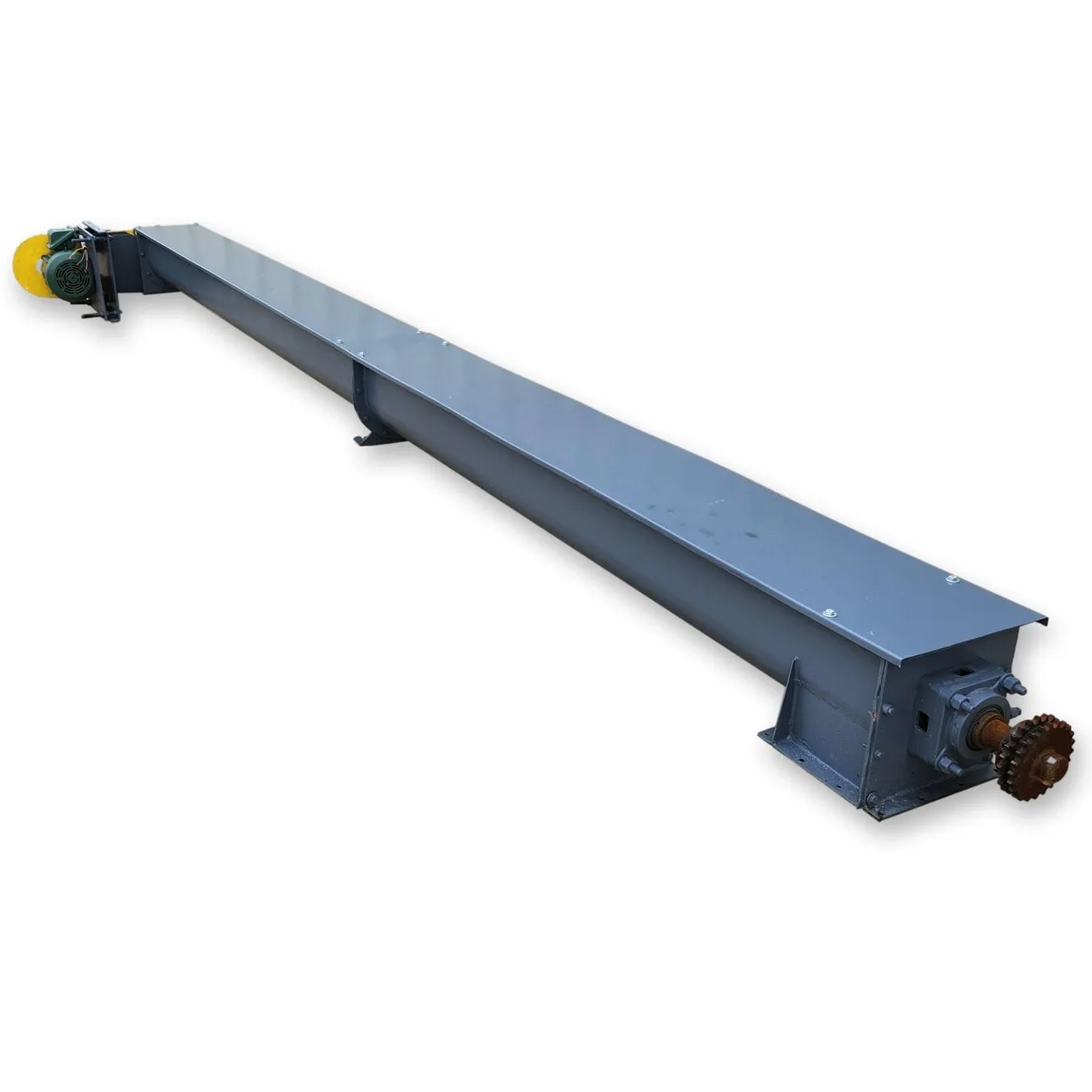 Used 8" dia X 17' U-trough Industrial Screw Auger Conveyor