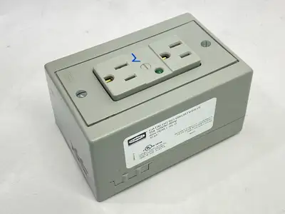 USED HUBBELL DIN RAIL UTILITY BOX COMPLETE UNIT TVSS DIN RAIL BOX 15A TVSS