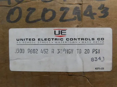 United Electric J300 9602 452 Pressure Controller 30"HGV-20PSI 15A New