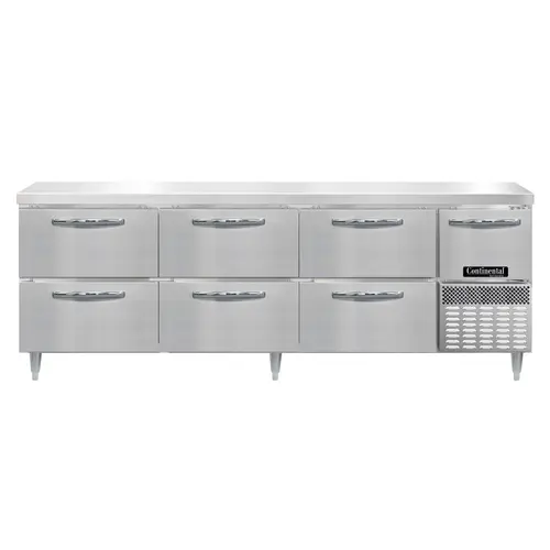 Continental DRA93NSS-D 93" Worktop Refrigerator W/ (4) Sections, 115v
