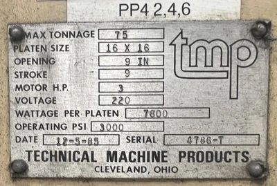 Used TMP TMP  PRESS Hydraulic Presses Michigan US | Alma Machinery #1493643