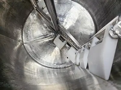 Used 150 Gallon Jacketed Tank, 304 Stainless Steel, With Scrape Agitation