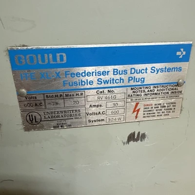 Gould Siemens ITE Bus Plug  XL-X Cat# RV461G 30 Amp Warranty 🇺🇸