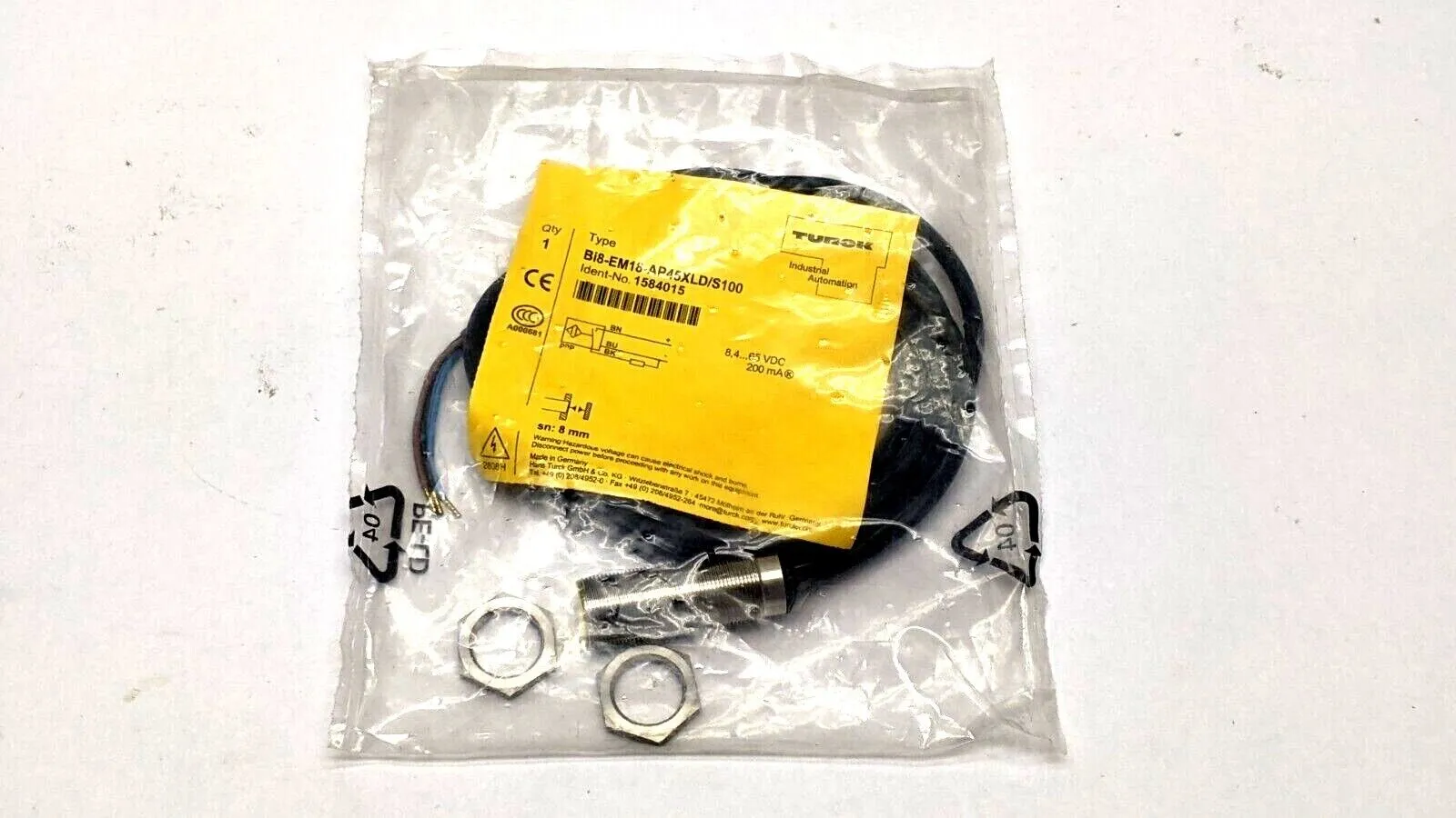 Bi8-EM18-AP45XLD/S100,1584015 | Turck Bi8-EM18-AP45XLD/S100 Inductive Proximity Sensor 1584015 - New