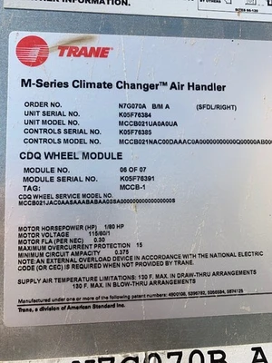 USED trane MCCB021UA0A0UA