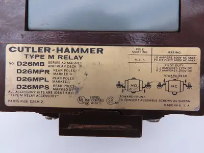 Cutler Hammer D23MB Type M Relay 10A 120V Coil w/ Ser A2 Attachment Lot of 6