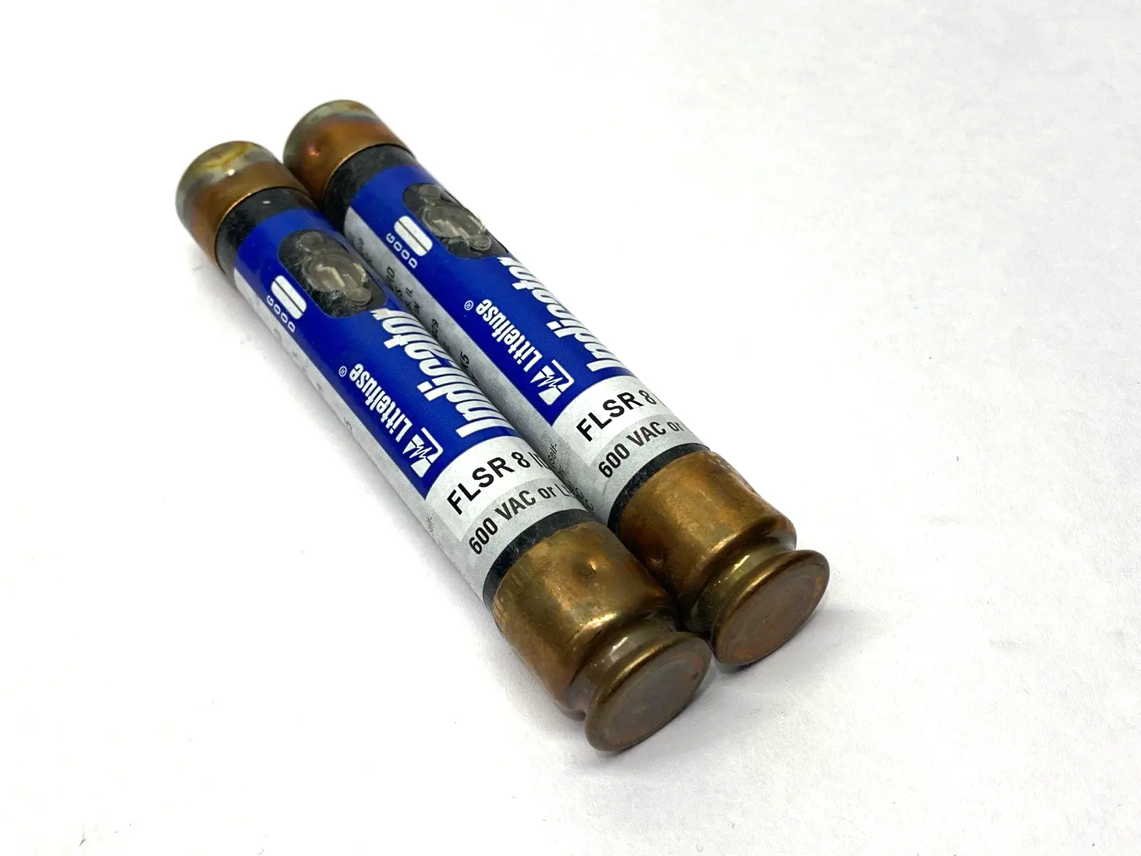 USED LITTELFUSE INDICATOR FUSE DUAL ELEMENT TIME DELAY CLASS RK5 8A LOT OF 2
