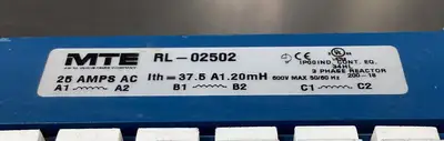 MTE RL-02502 LINE REACTOR 3Ø 25 AMPS 1.20 mH 600 VAC MAX 4D