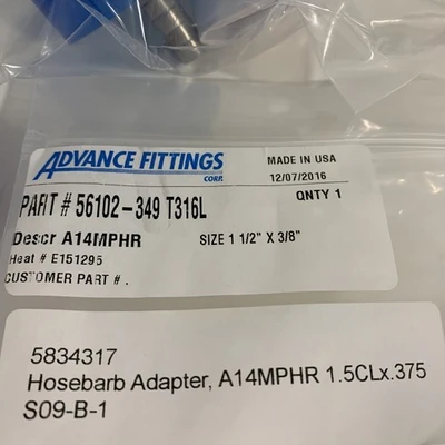 NEW ADVANCE FITTINGS  CORP A14MPHR