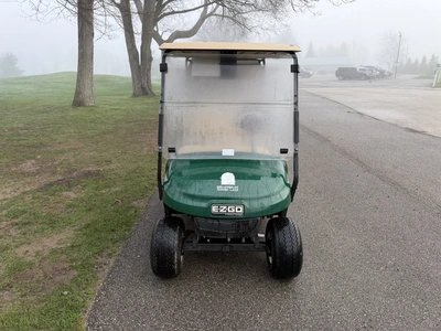 (1) 2019 E-Z-Go EFI golf cart with a Kawasaki gas engine, model 657061G01, includes canopy, fold-dow...