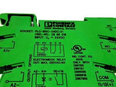 PLC-BSC-24DC/21,2966016,2966618 | Phoenix Contact PLC-BSC-24DC/21 Relay Base 2966016 w/ 2966618 Relay - Used