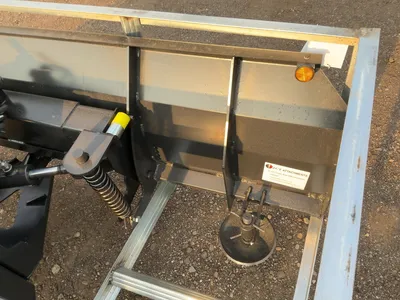 New JCT 84” Plow Blade Skid Steer Attachment, Universal Quick Attach, Hydraulic Angle, Spring Trip, ...