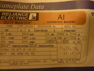 NEW RELIANCE ELECTRIC P18G3100F