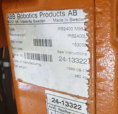 ABB IRB2400-M98A Robot Manipulator Arm w/ Controller and Teach P