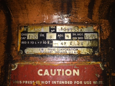 100 TON L & J OBI PRESS