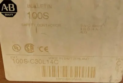 AB 100S-C30L14C SAFETY CONTACTOR SER C 100SC30L14C NEW SURPLUS