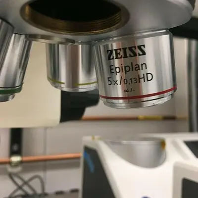 CARL ZEISS MICROSCOPE AXIOTECH VARIO 100HD WITH KONICA MINOLTA SPECTROPHOTOMETER