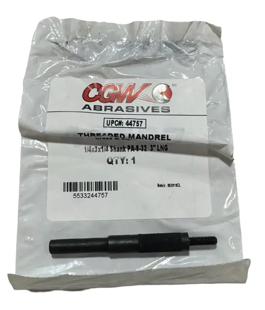 CGW 1/4" x 3" x 1/4" PA-8-32 Threaded Mandrel for Cross & Square Pads