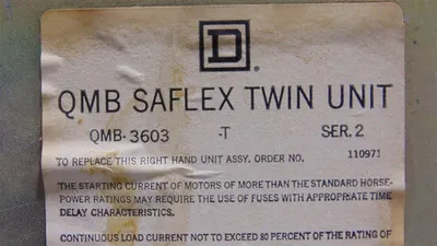 Square D QMB-3603-T Panelboard Branch Switch 30 Amps 600VAC Series 2 Used