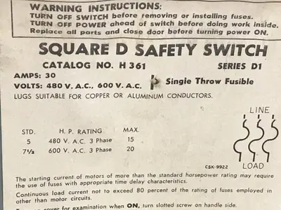 USED SQUARE D H361 D1