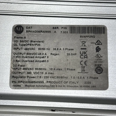 New | in-Stock Allen-Bradley 20P41AD035RAONNN AC Drive Control Module Indiana US | J&J Industrial Supply #1548149