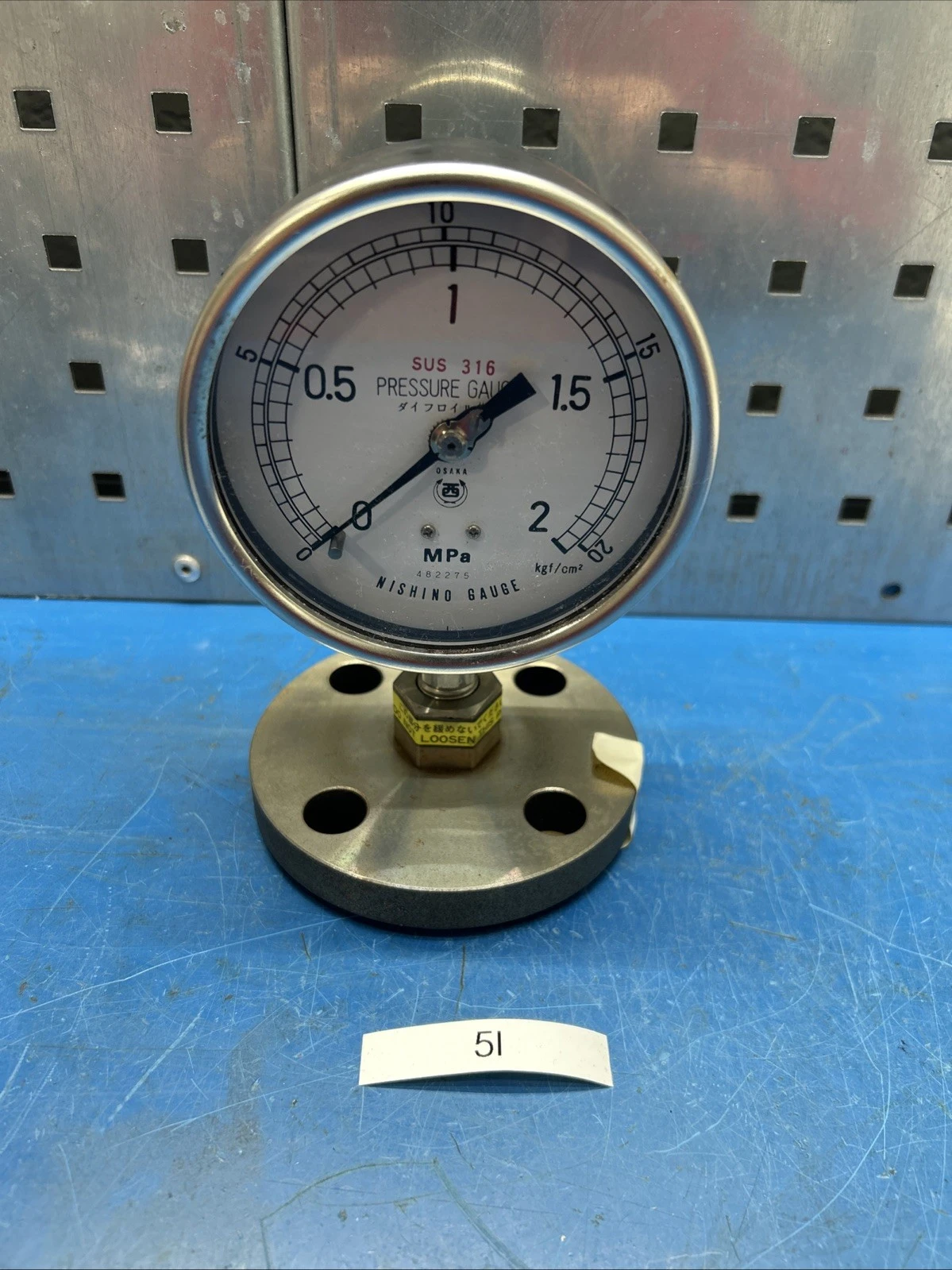 Nishino SUS 316 Pressure Gauge 0-2.0 W/ Heavy Duty Stand Fast Shipping!