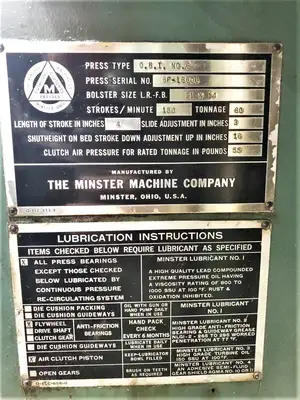 USED MINSTER MINSTER 6 PRESS