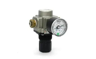 SMC AR25-03H Pneumatic Regulator, 3/8" w/ G36-10-01 Pressure Gauge
